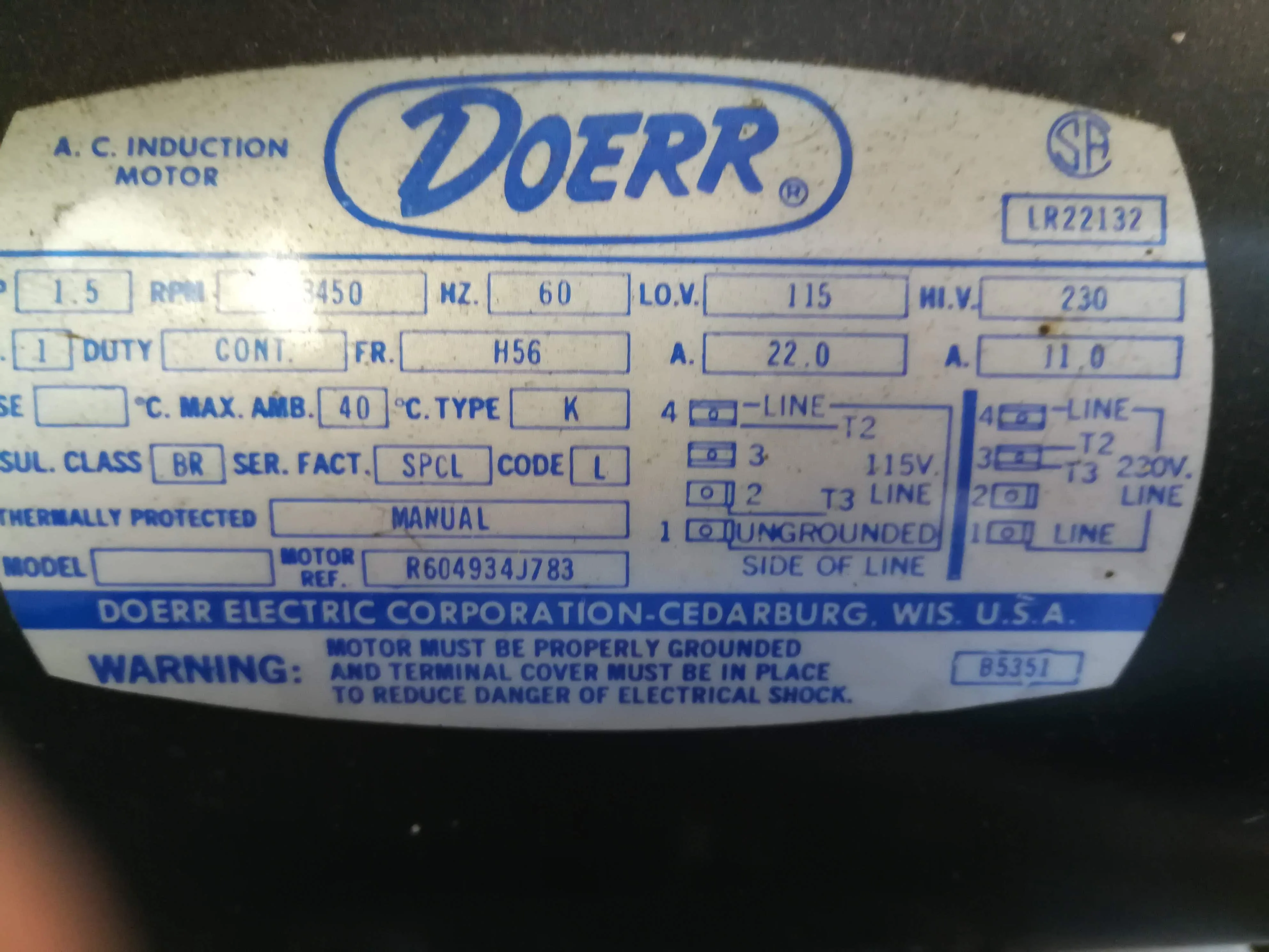 Diagram Doerr Compressor Motor Lr22132 Wiring Diagram