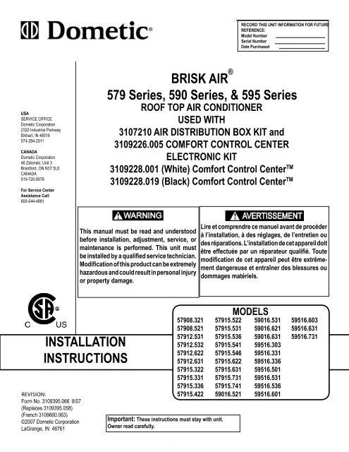 Diagram Dometic Comfort Control Center 2 Wiring Diagram