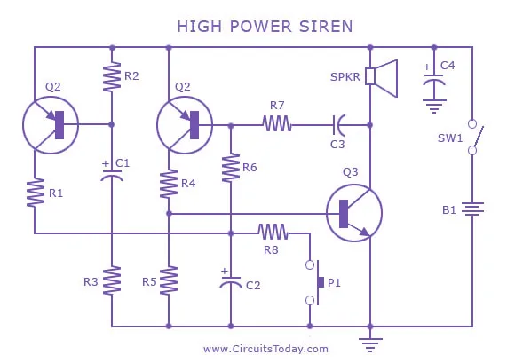 Diagram Electronic Siren Circuit Diagram Schematic