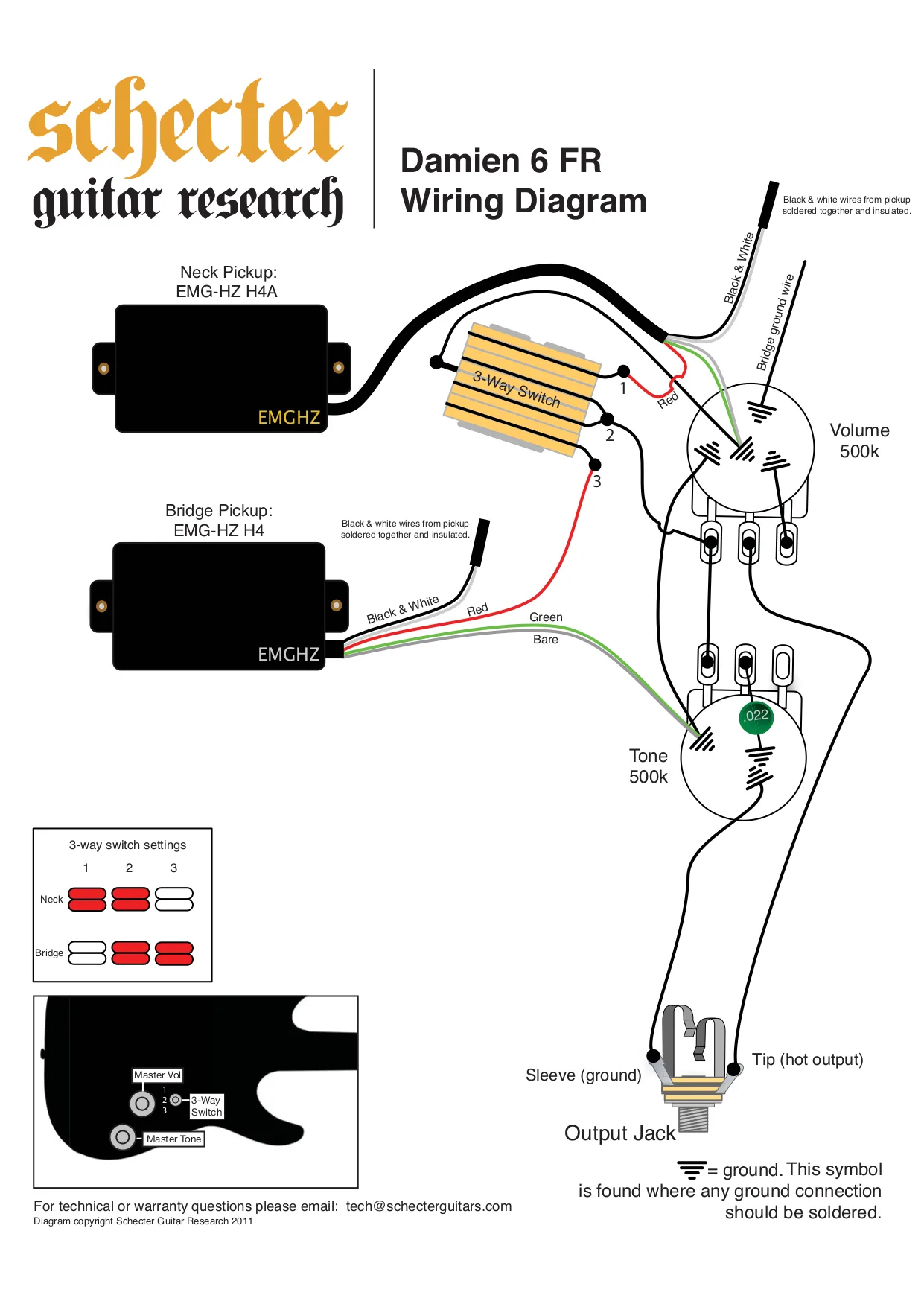Diagram Emg Hz Pickups Wiring Diagram Schecter Damien