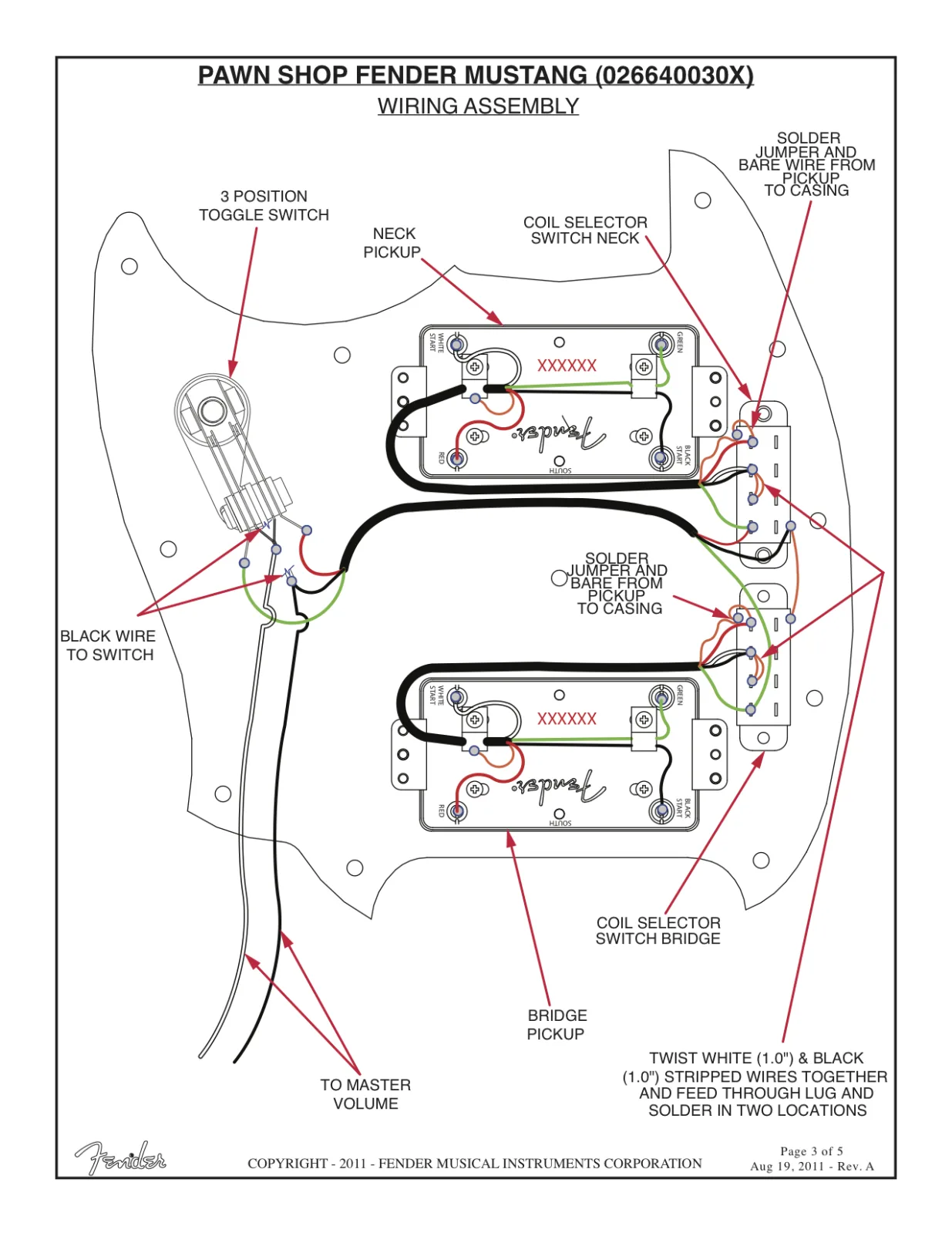 Diagram Fender Guitar Wiring Diagrams Mustang Diagram
