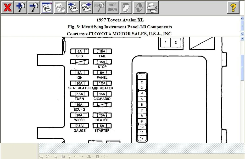 Diagram Fuse Box Diagram 1998 Toyota Avalon Xl