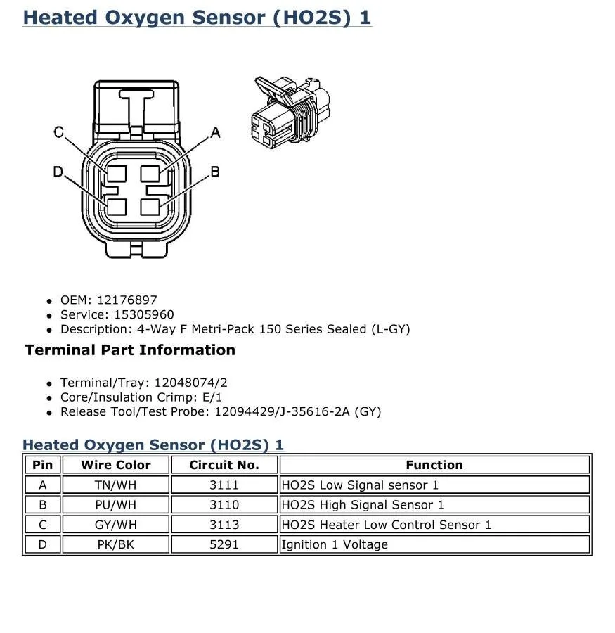 Diagram O2 Sensor Wiring Diagram Chevy
