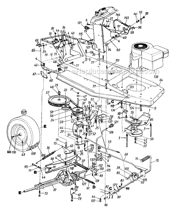 Diagram Of Belt On Mtd Yard Machine Mtd Mower Lawn Tractor B