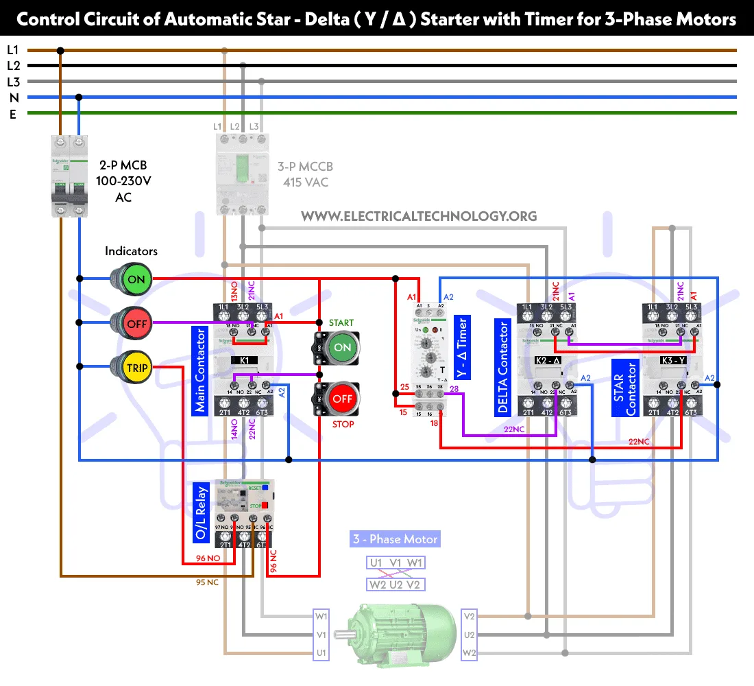 Diagram Star Delta Starter Control Wiring Diagram With Timer