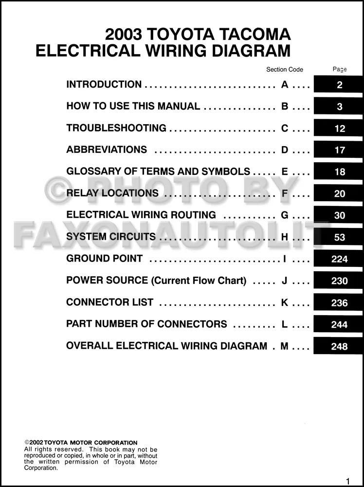 Diagram Toyota Tacoma 2003 Wiring Diagram