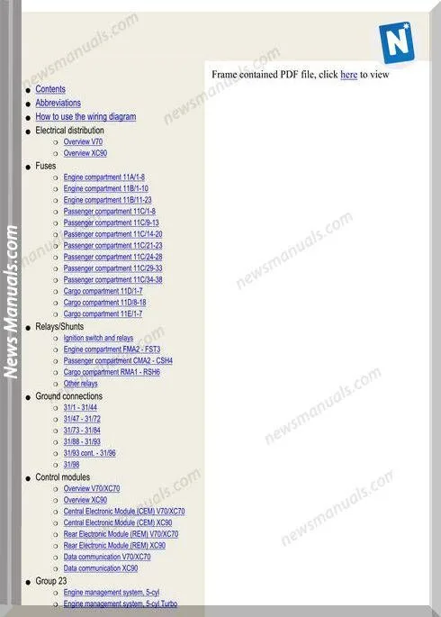 Diagram Volvo 2003 2005 V70 Xc70 Xc90Complete Wiring Diagrams Manual