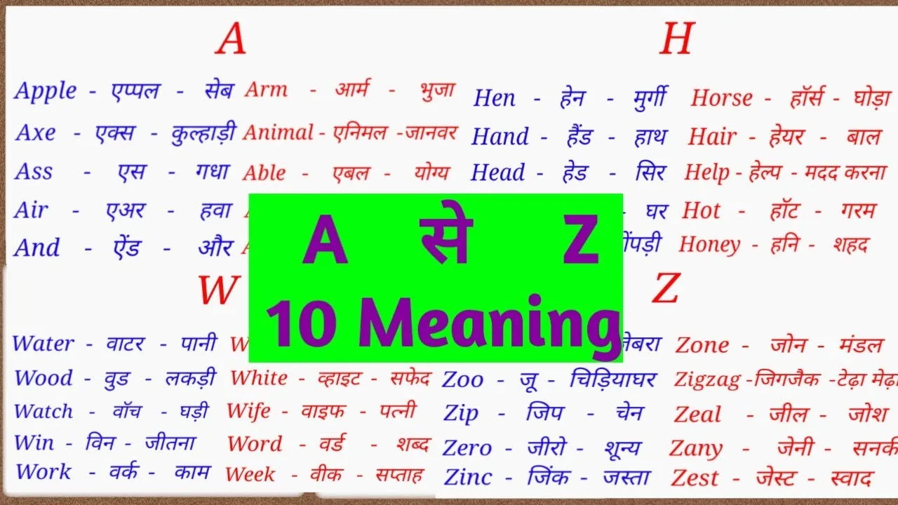Dictionary Words List A To Z At Patricia Priolo Blog