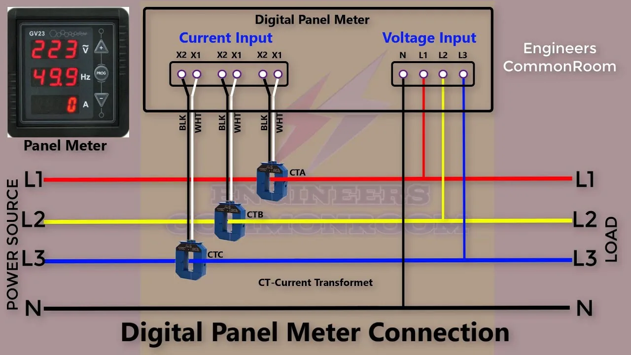 Digital Panel Meter Wiring Diagram Power Meter Wiring Diagra