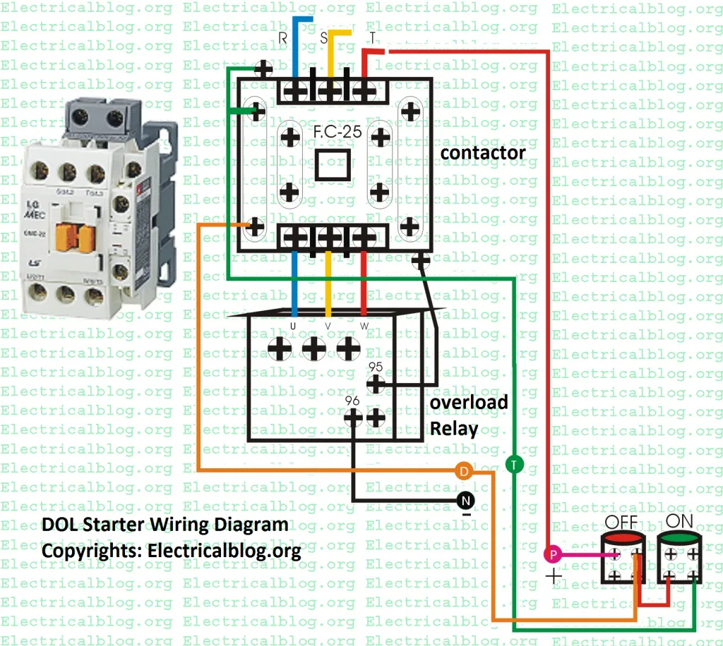 Dol Starter Control Wiring Dol Direct Phase Circuit Motors M