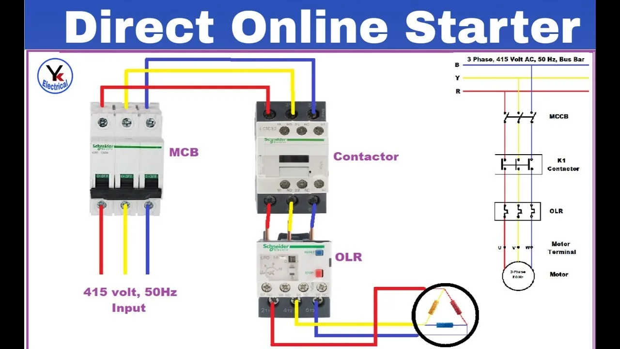 Dol Starter Power And Control Circuit Diagram