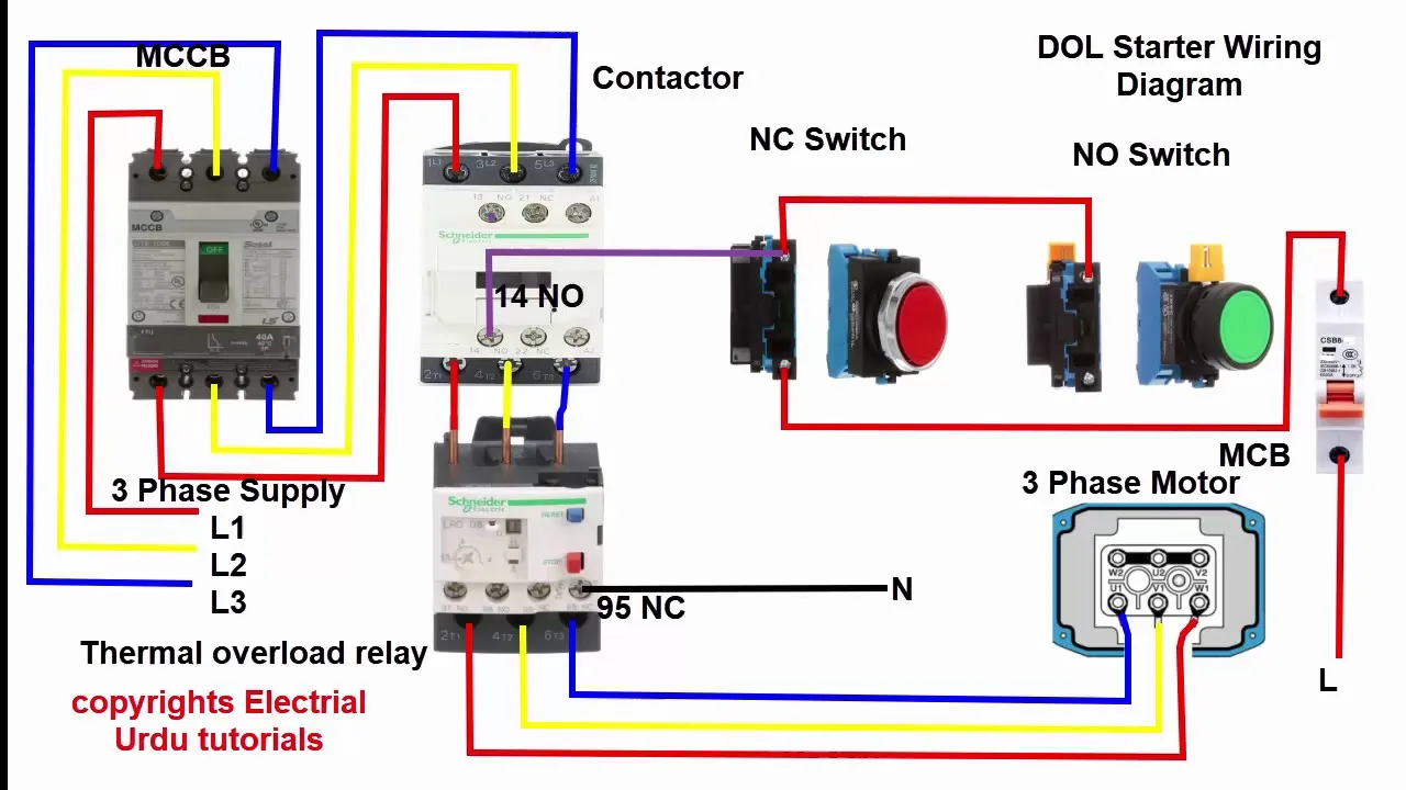 Dol Starter Power And Control Circuit Diagram
