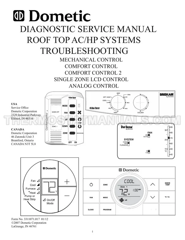 Dometic Comfort Control Center 2 Diagnostic Service Manual