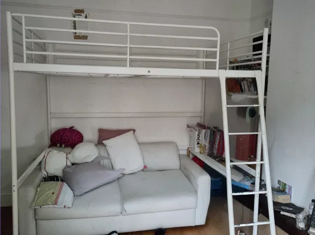 Double Loft Bed High Sleeper White Metal Used Ikea Tromso 5 5 Under Bed 10 78 Picclick Uk
