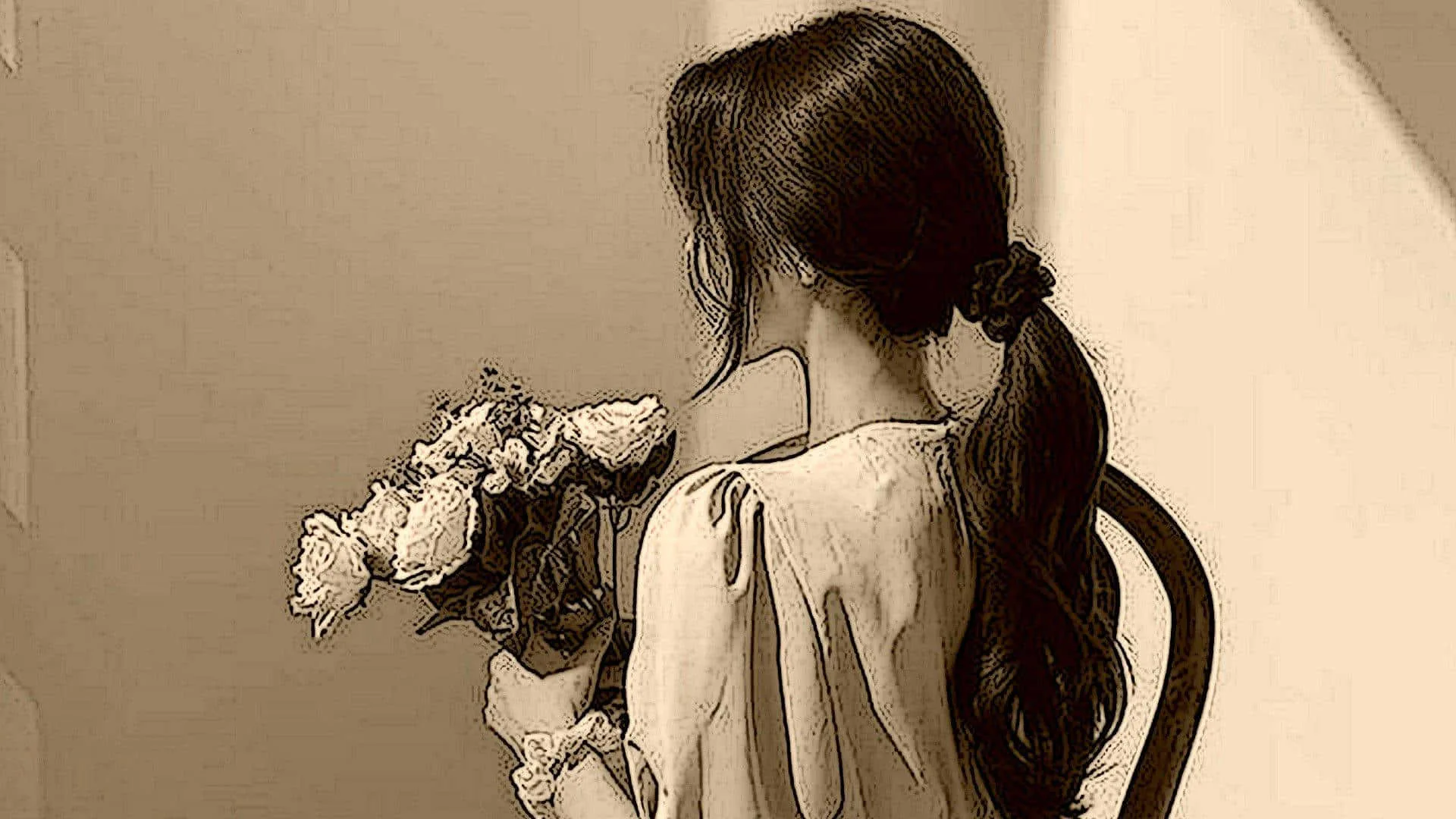 Download A Beautiful Vintage Girl With A Charming Ethereal Look Wallpaper