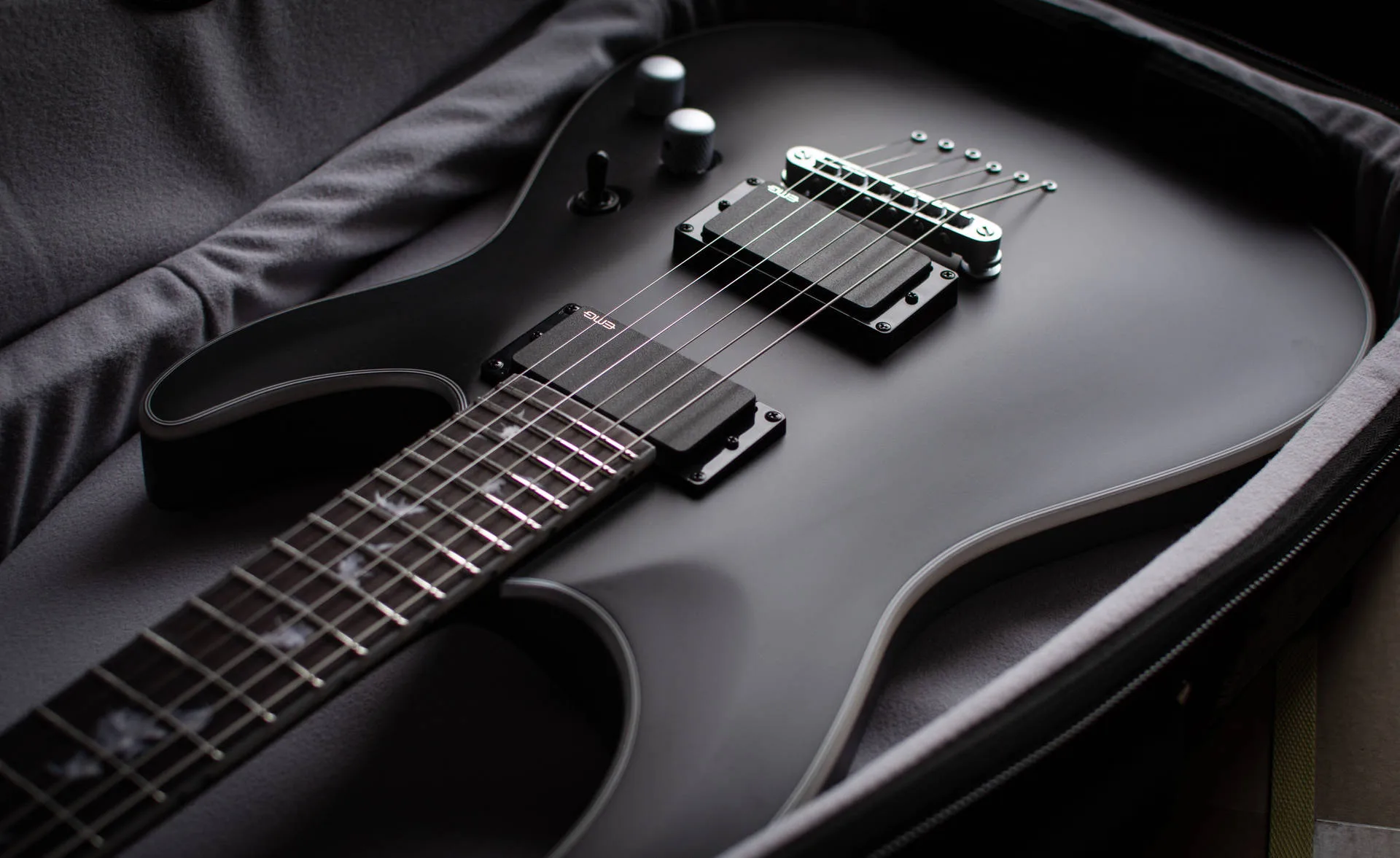 Download Aesthetic Music Black Electric Guitar Wallpaper