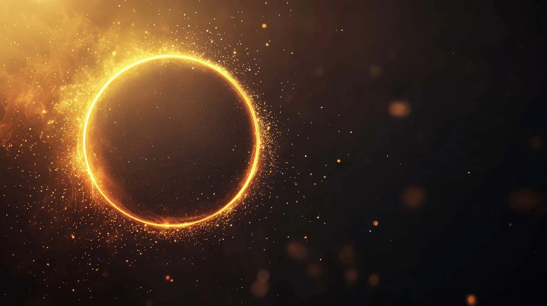 Download Glowing Solar Eclipse With Fiery Golden Corona Wallpaper