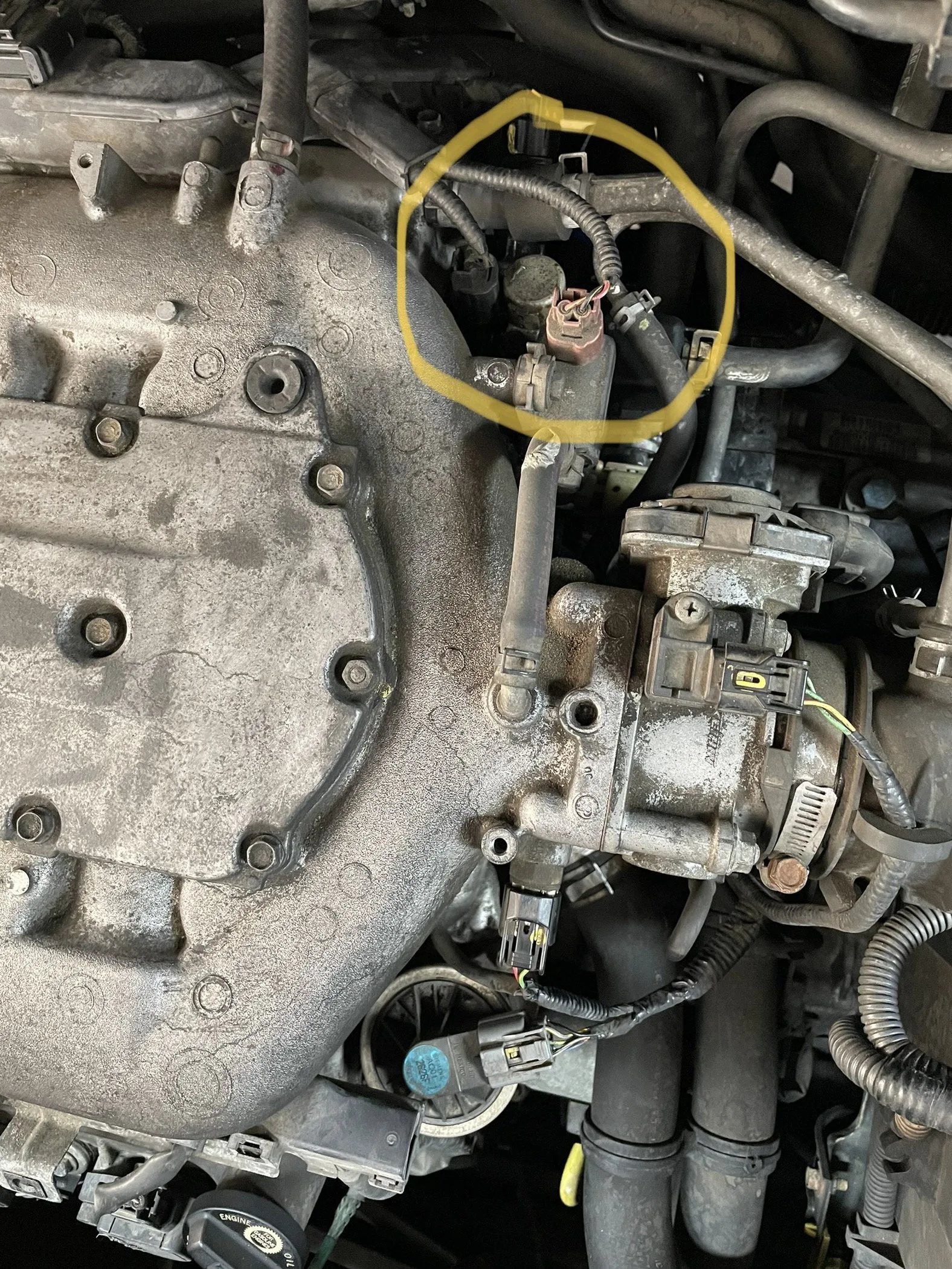 Driver S Side Upper Engine Oil Leak What Is This Module Honda Pilot Honda Pilot Forums