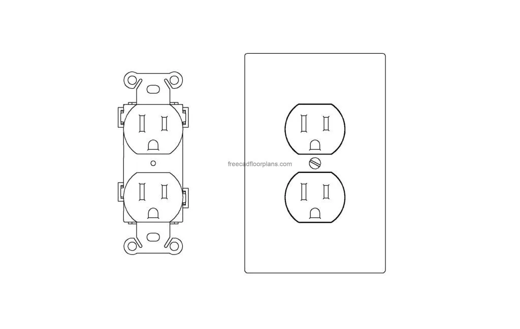Duplex Outlet Free Cad Drawings