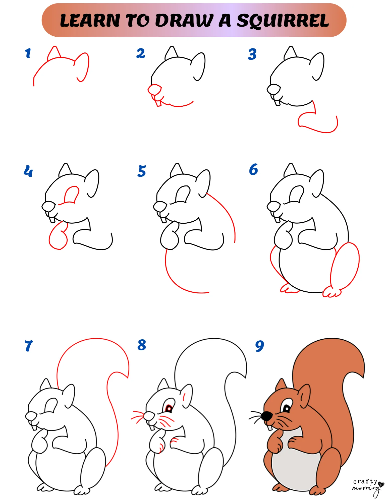 Easy Squirrel Drawing