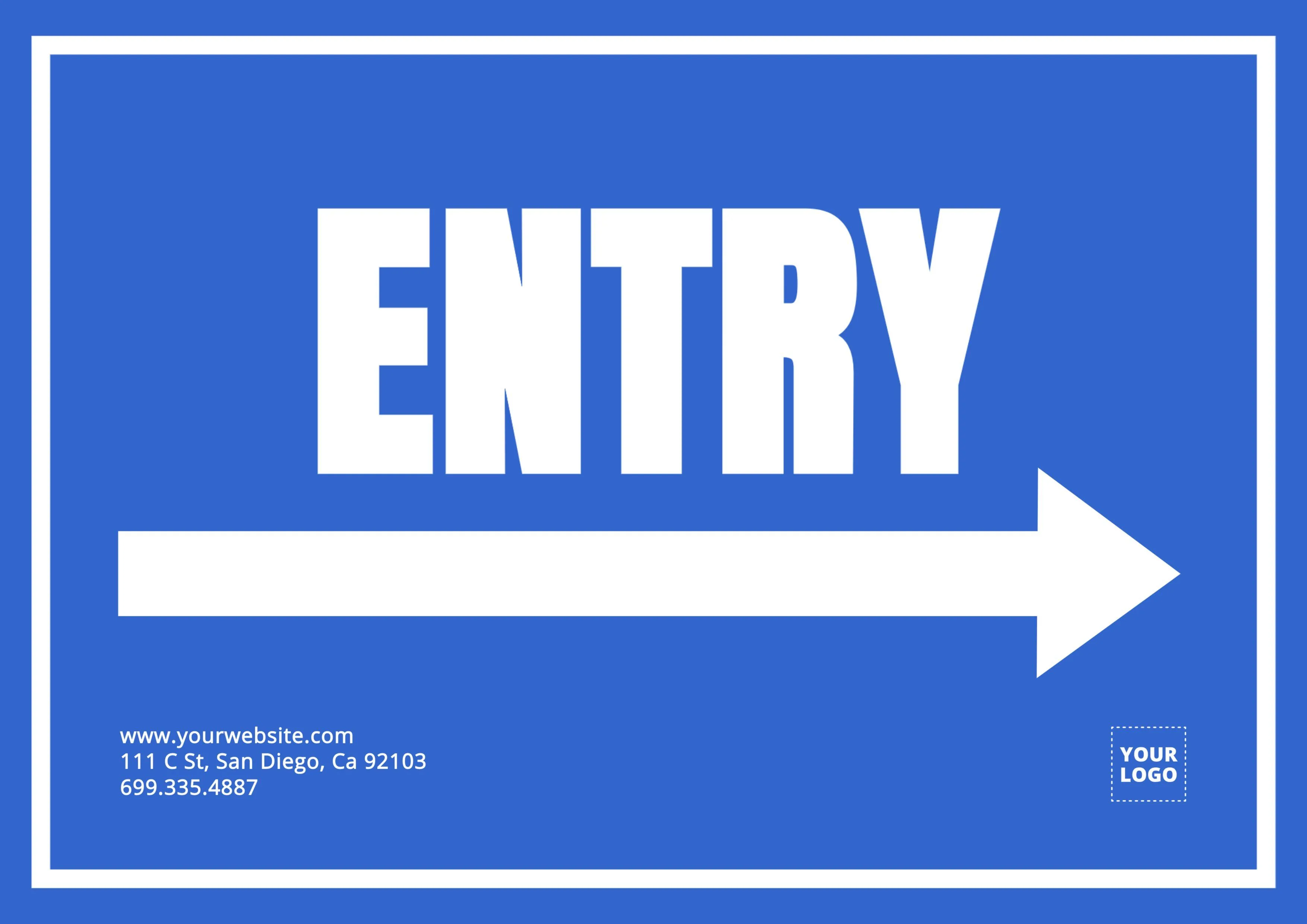 Editable Entry Sign Entry Signs Exit Sign Entrance