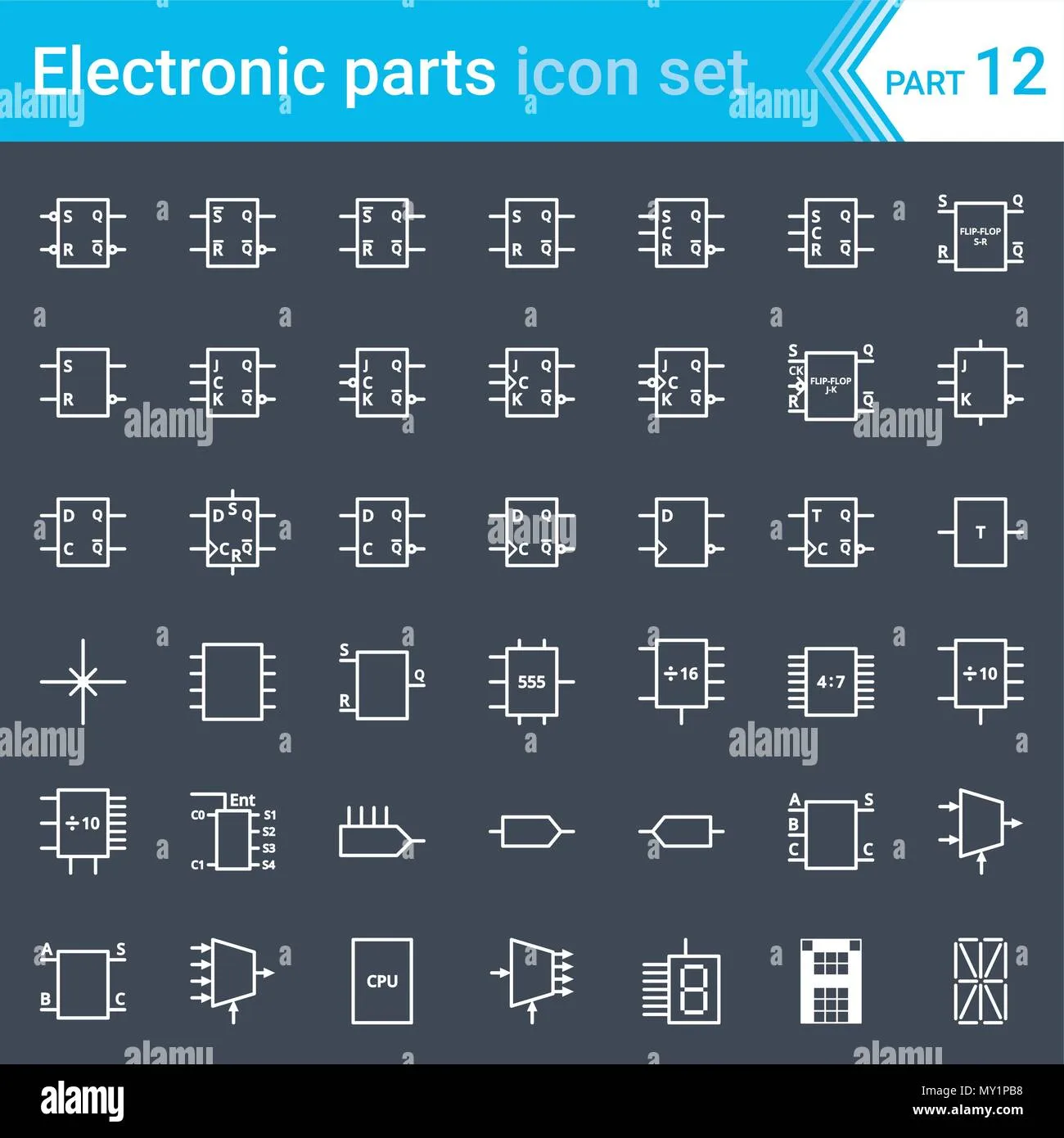 Electric And Electronic Icons Electric Diagram Symbols Digital Electronics Flip Flop Logic