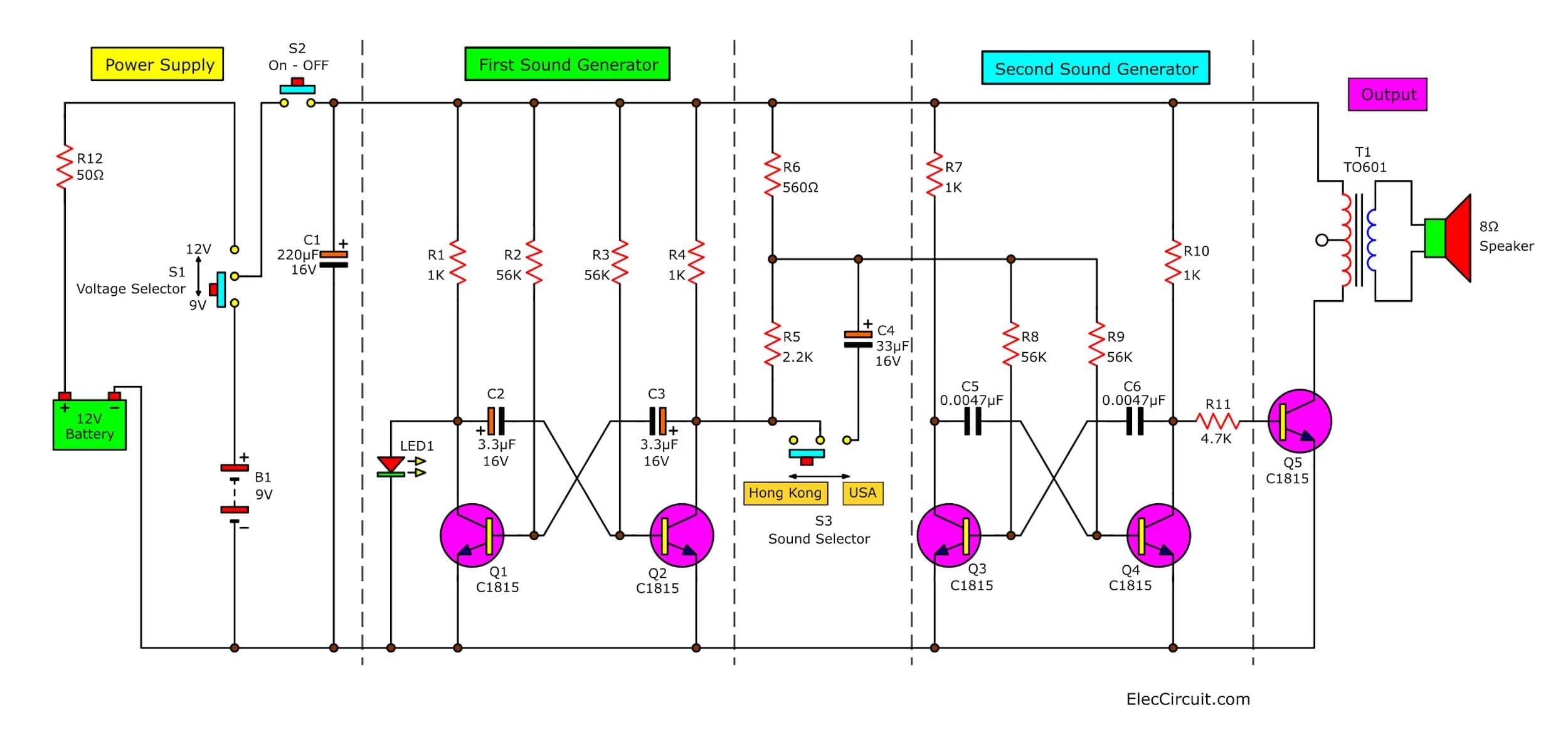 Electronic Siren Circuit Diagram