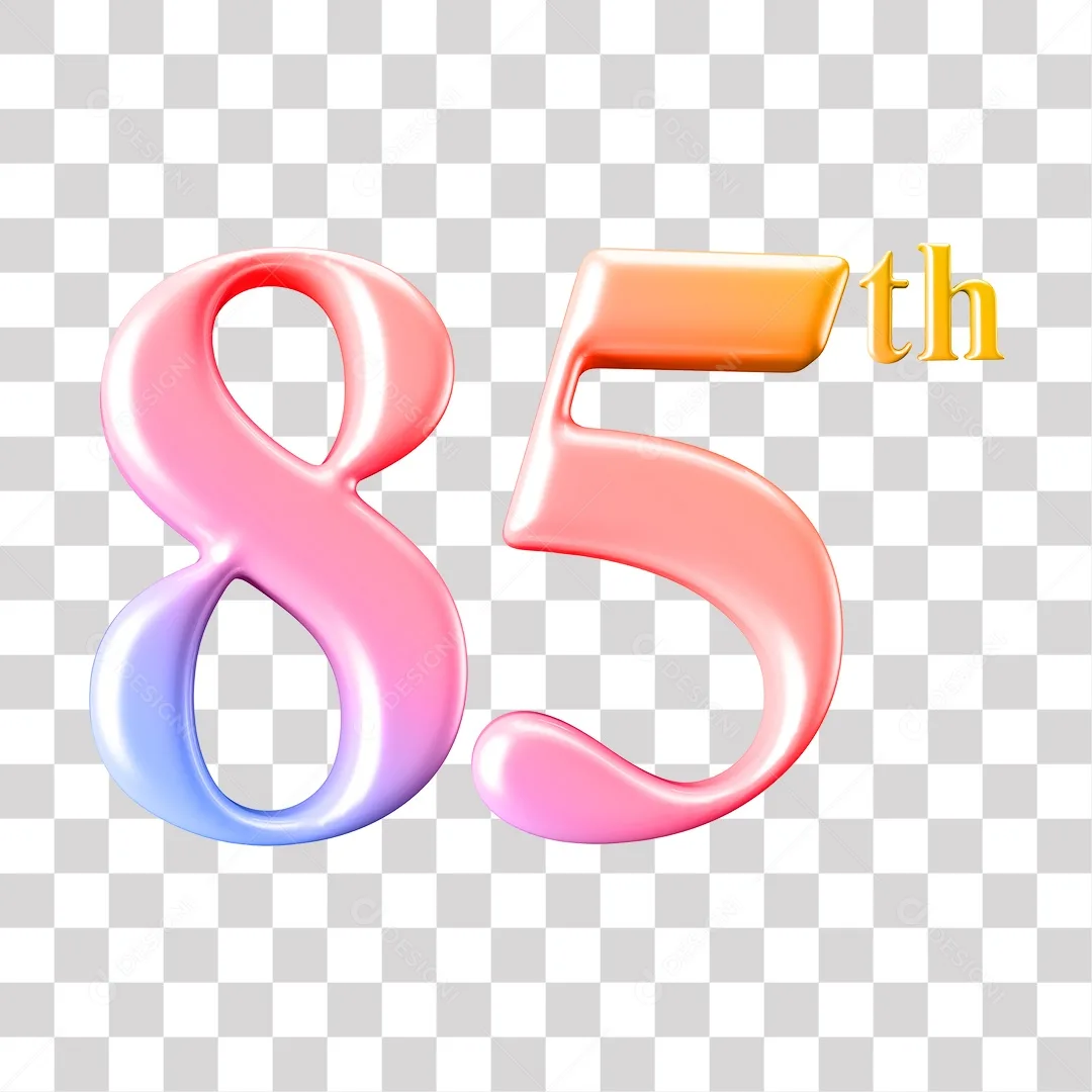Elemento 3D Para Composição Número 85 Degrade Rosa E Roxo Png Transparente Download Designi