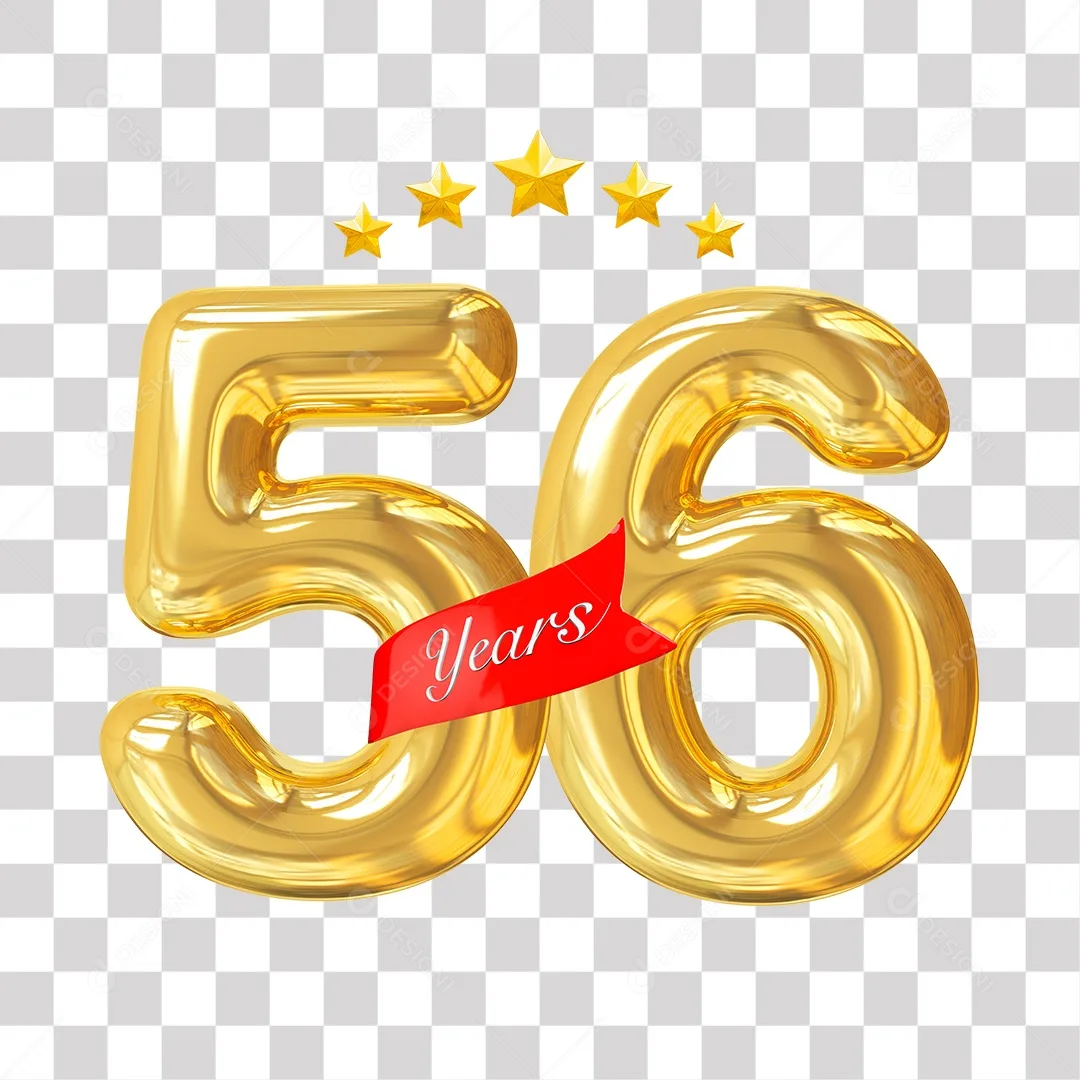 Elemento 3D Para Composição Número Dourado 56 Aniversário Png Transparente Download Designi