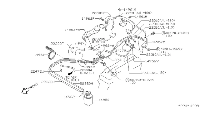 Engine Control Vacuum Piping 1995 Nissan 240Sx