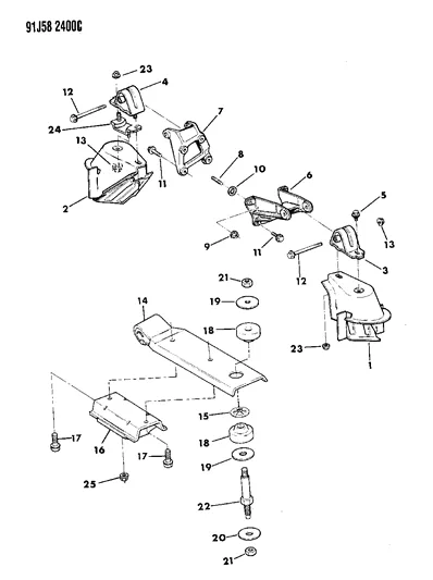 Engine Mounting 1991 Jeep Wrangler