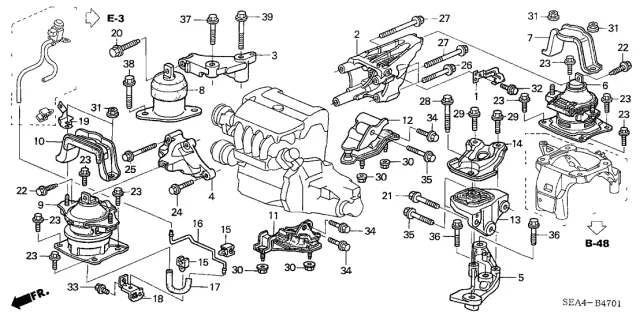 Engine Mounts At 2006 Acura Tsx 4 Door Tsx Ka 5At