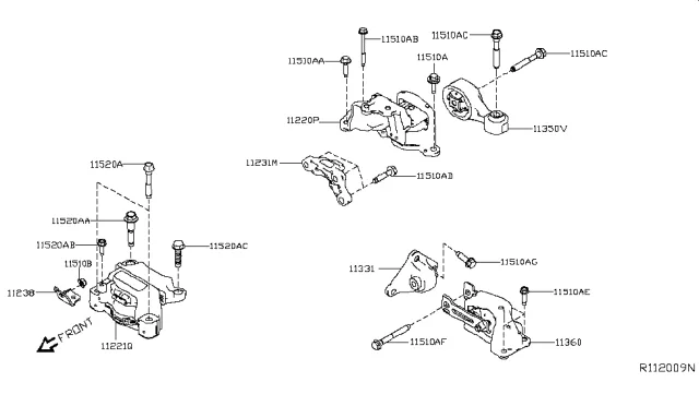 Engine Transmission Mounting 2019 Nissan Altima
