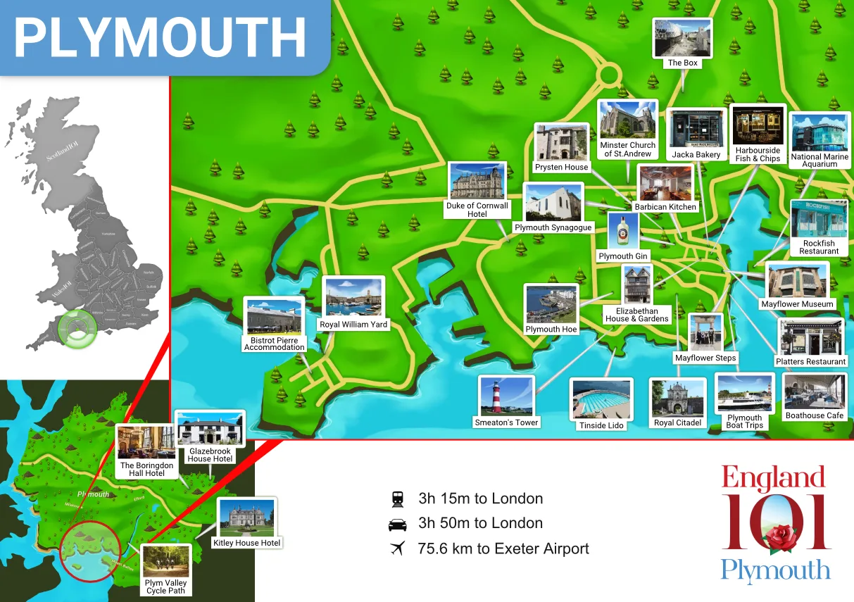 England 101 Map Of Plymouth Plymouth Plymouth Map England