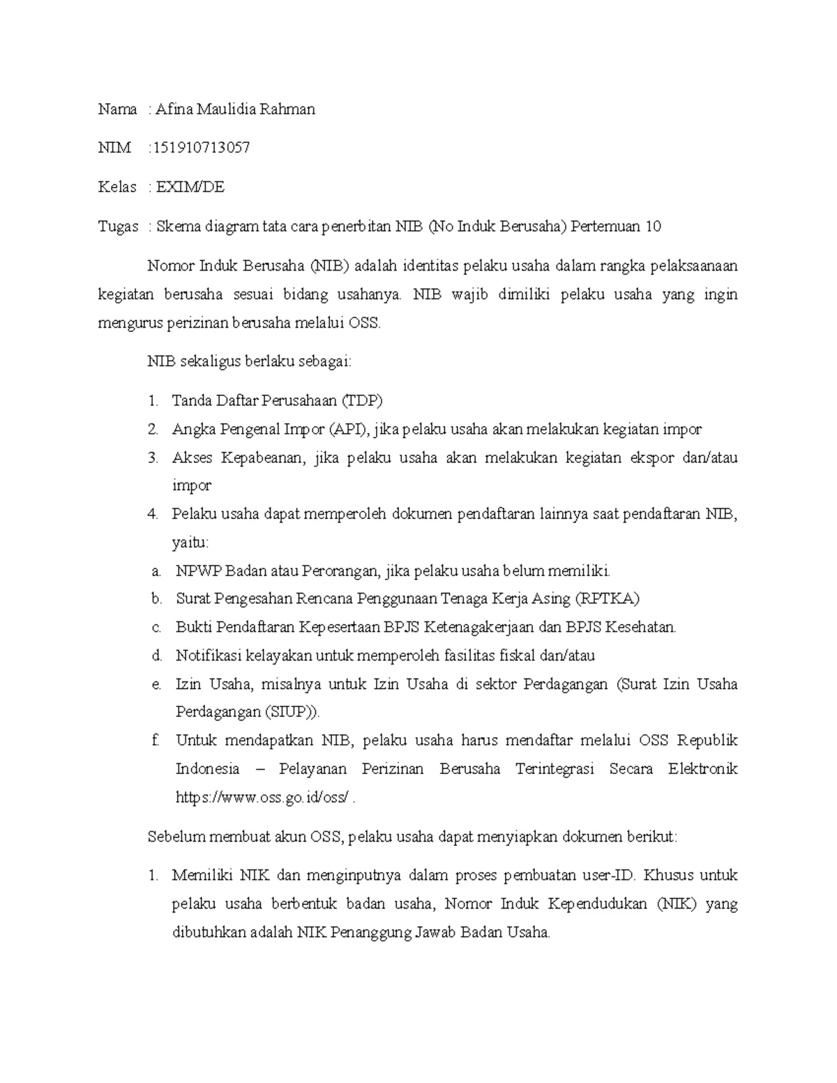 Expor Impor Exim Skema Diagram Tata Cara Penerbitan Nib No Induk Berusaha Nama Afina