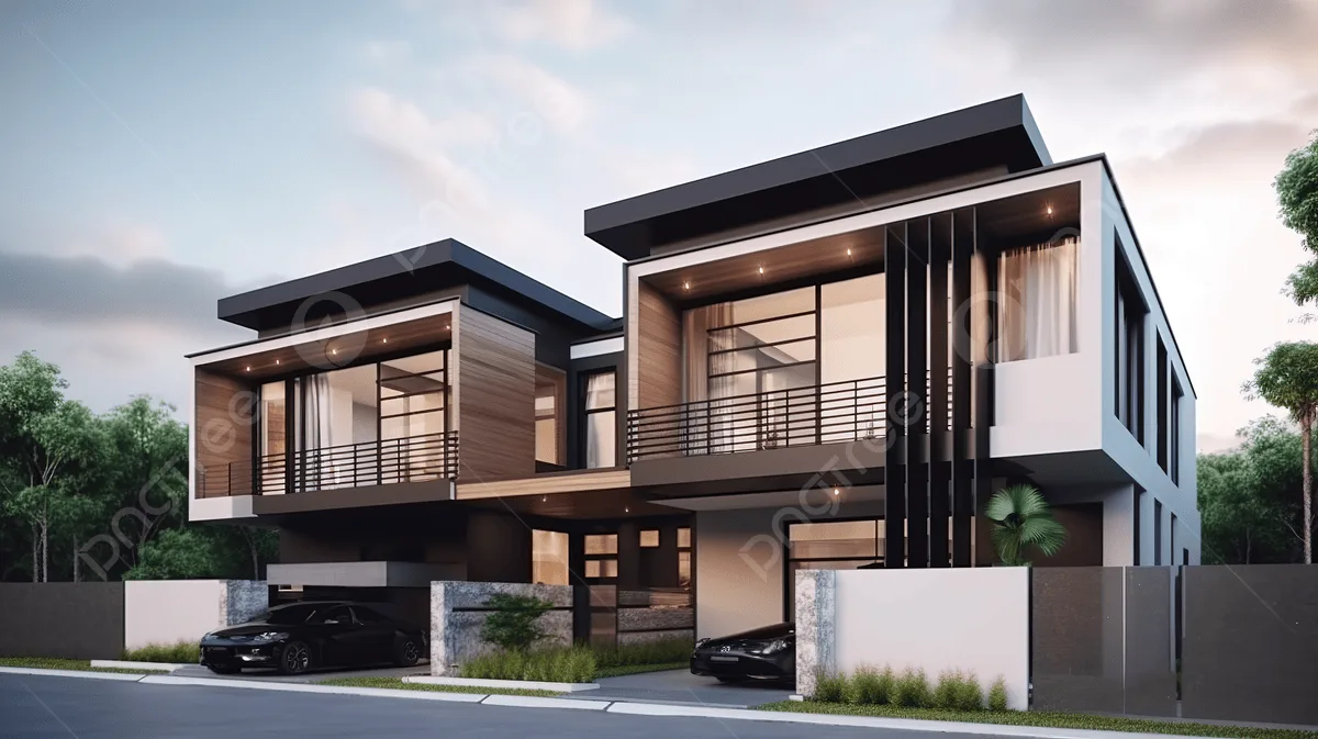 Exterior Design Of A Modern House In The City 3D Rendering Background Residential House