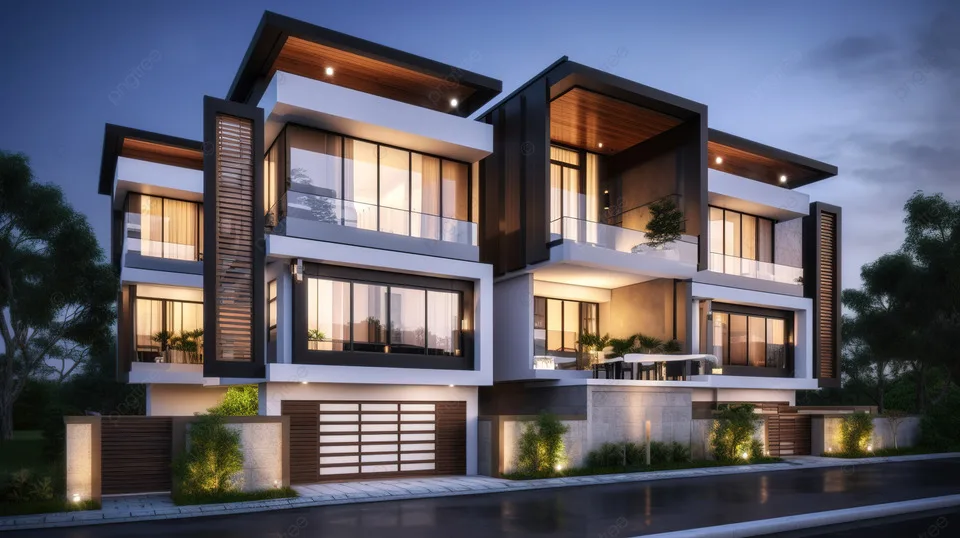 Exterior Design Of A Modern House In The City A 3D Rendering Background Residential House