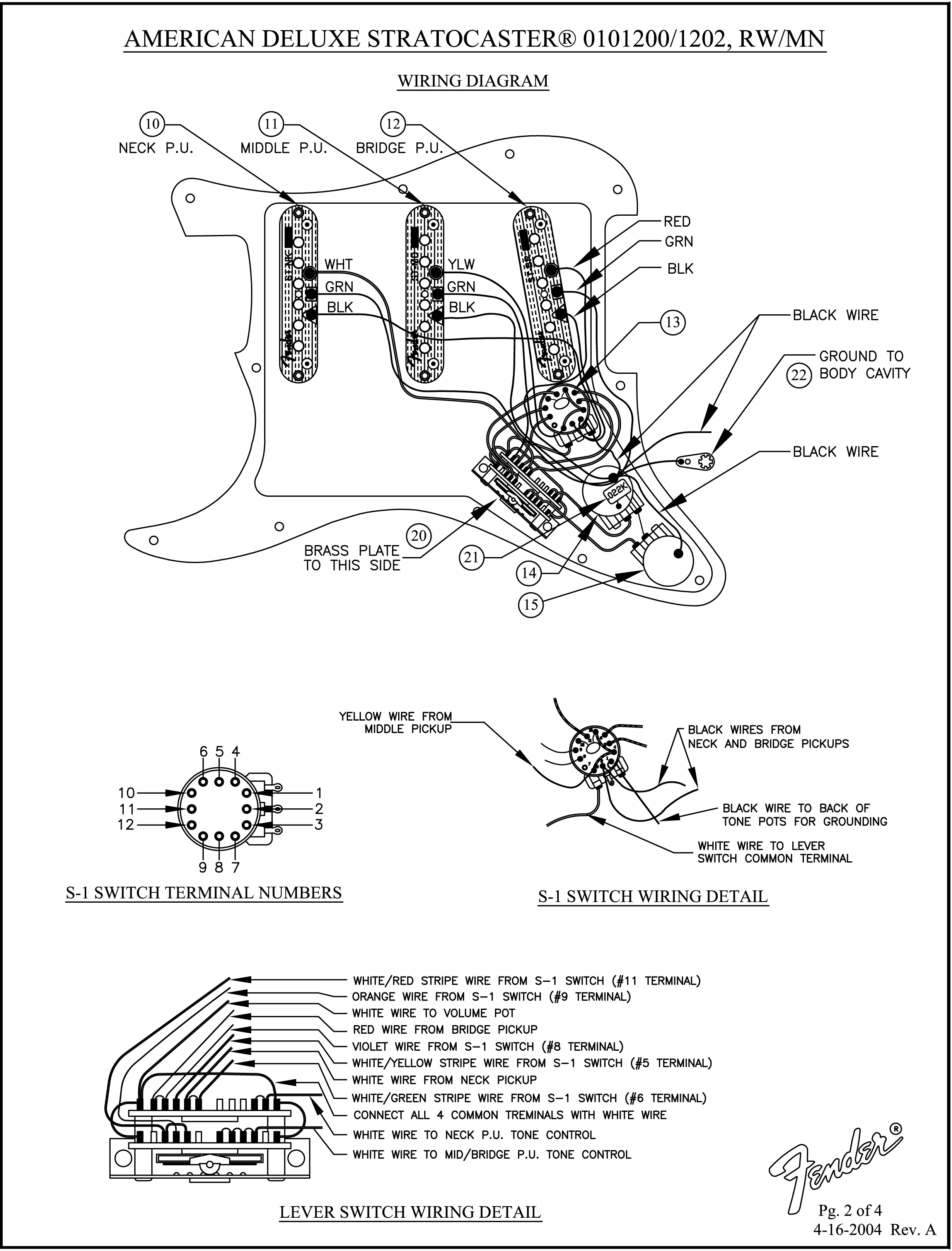 Fender American Deluxe Stratocaster 2009 Wiring Diagram Fender American Deluxe Stratocaster