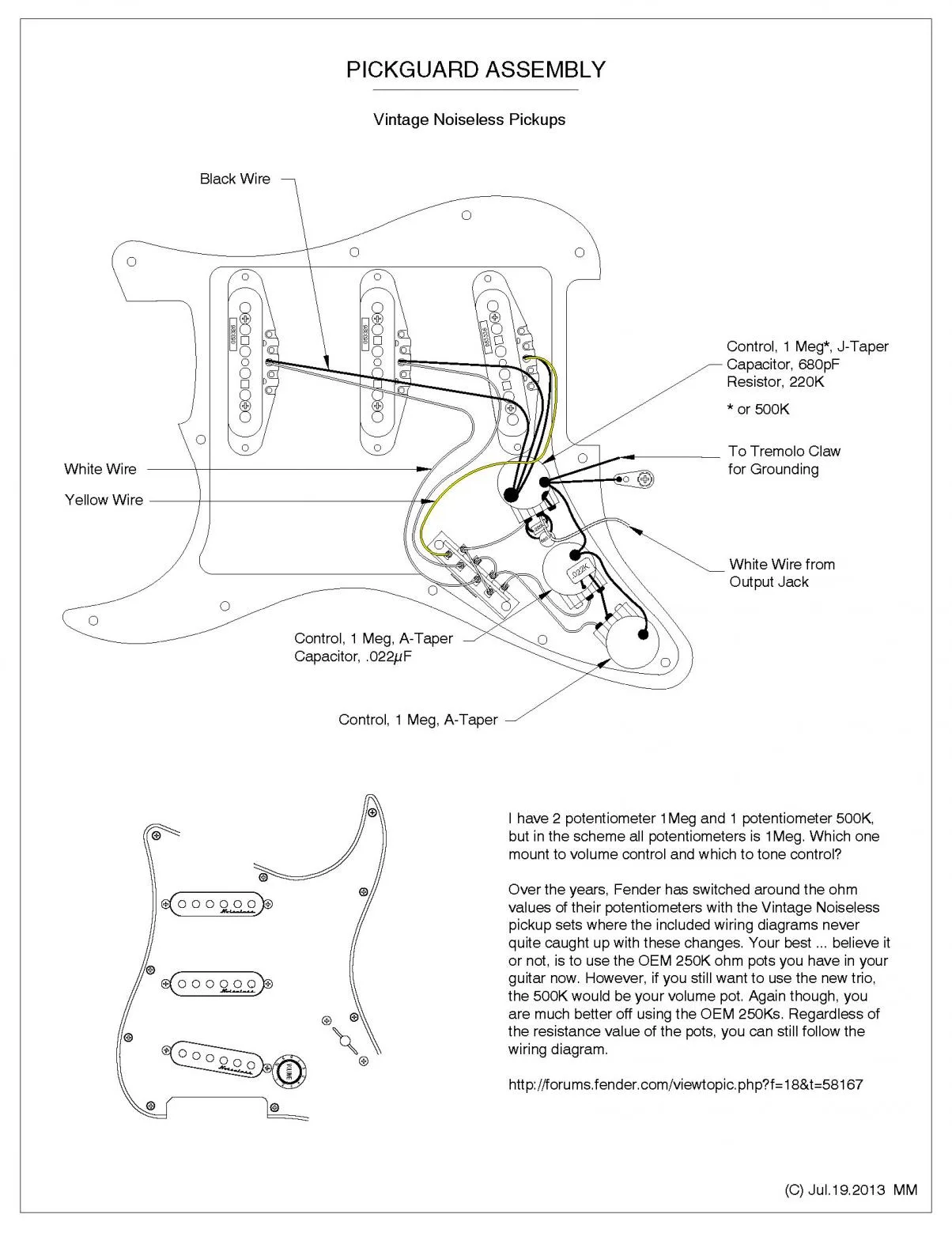 Fender Stratocaster Vintage Noiseless Pickups Wiring Diagram Wiring Diagram