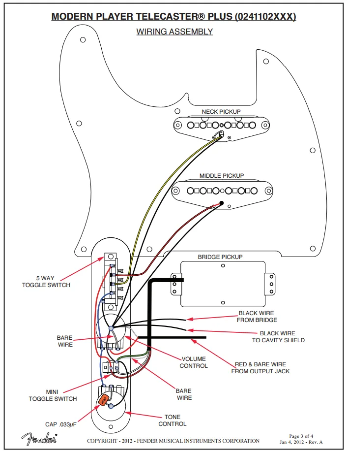 Fender Telecaster Wiring Diagrams Fender Telecaster Custom W