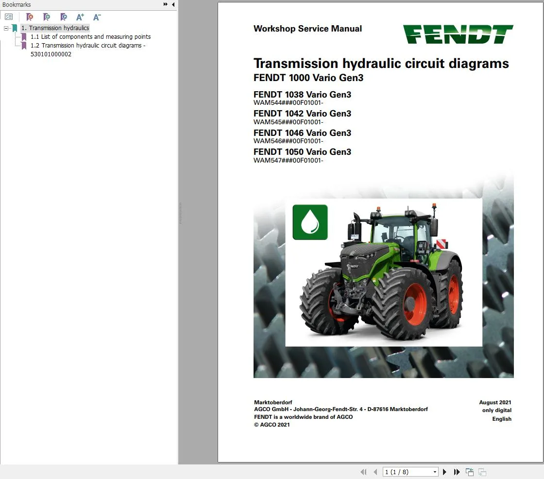 Fendt 1000 Vario Gen3 Vin 544 545 546 547 01001 Transmission Hydraulic Circuit Diagrams 737567 Pdf