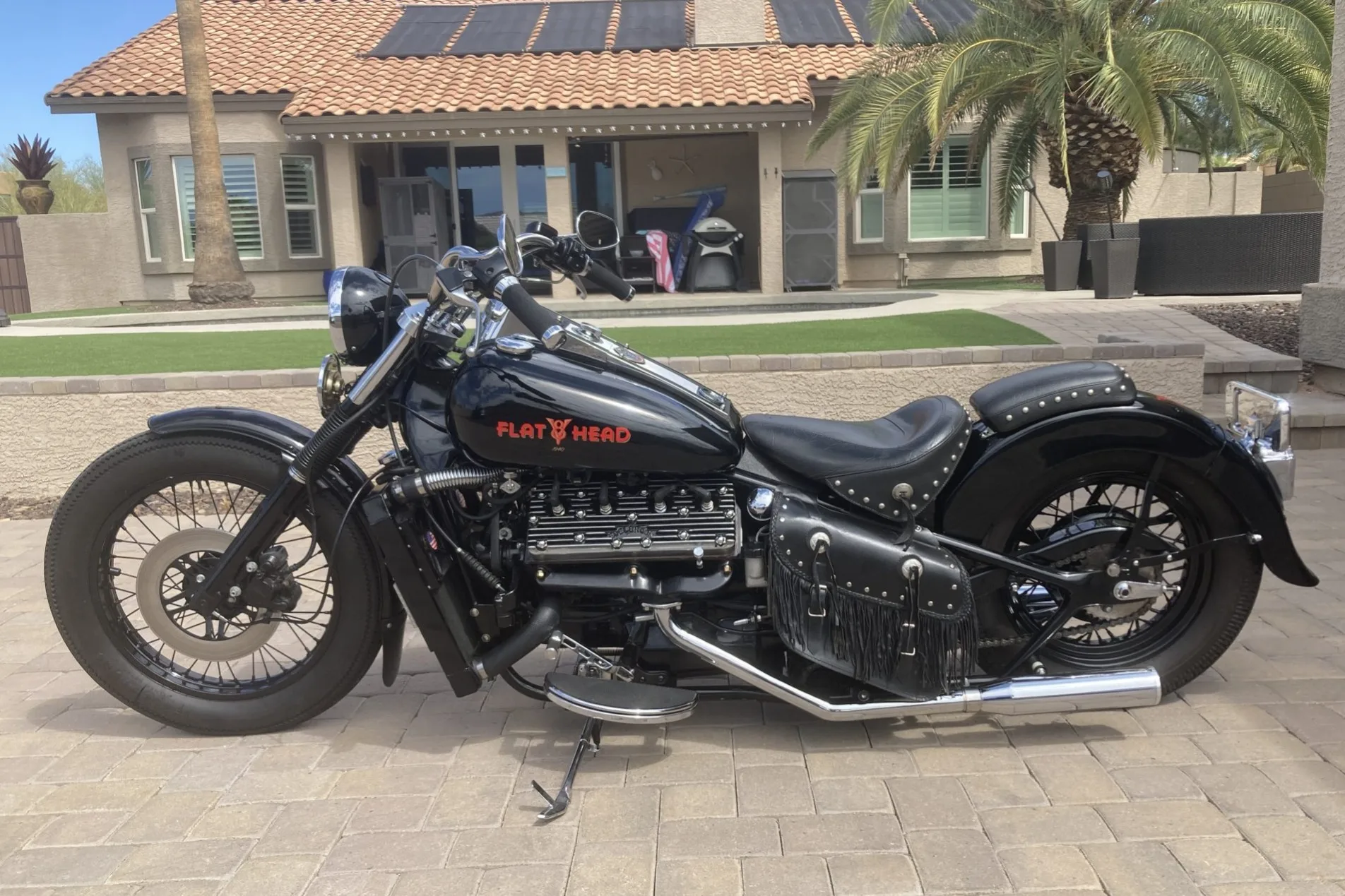 Flathead V8 Powered Custom Motorcycle For Sale On Bat Auctions Sold For 25 000 On August 31