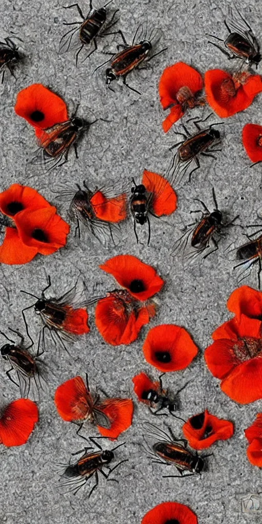 Flies Sleeping In Dried Poppies Catalogue Diagram Stable Diffusion Openart