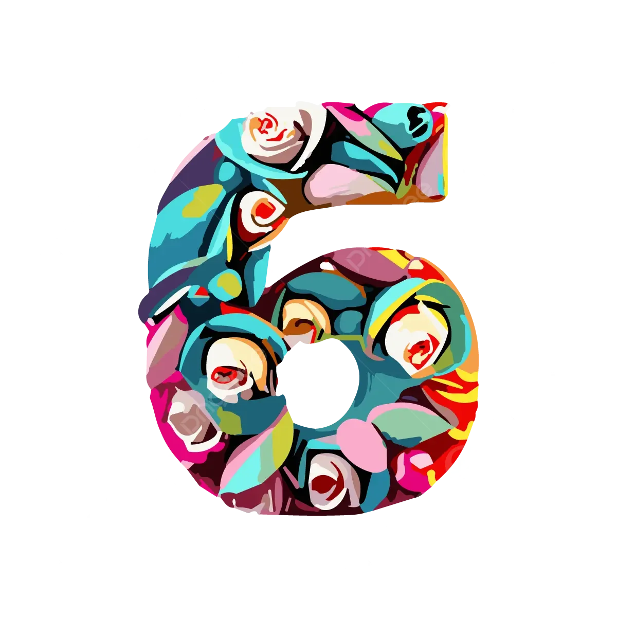 Floral Number 6 Vector Floral Number 6 6 Floral Number Png And Vector With Transparent