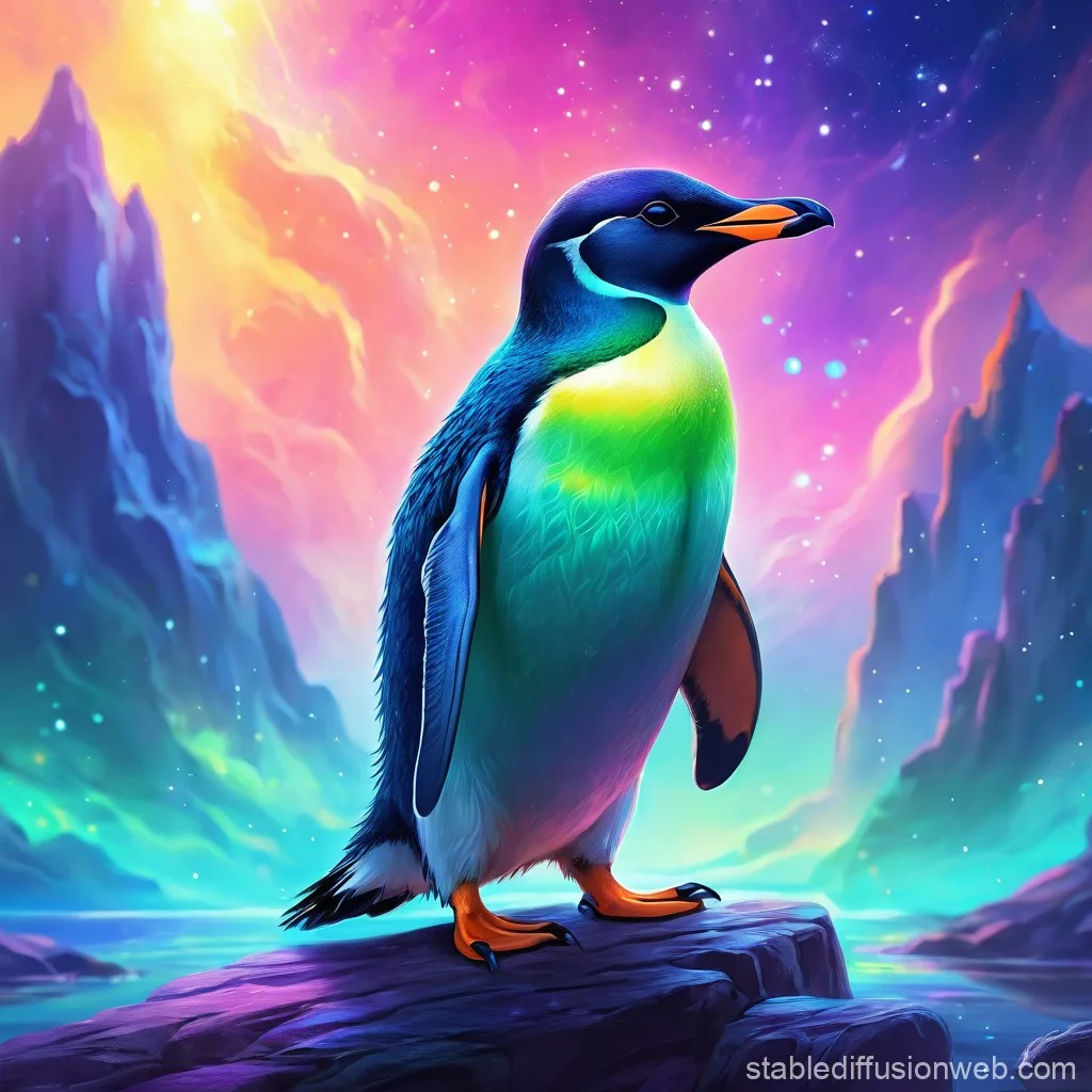 Fluorescent Penguin Stable Diffusion Online