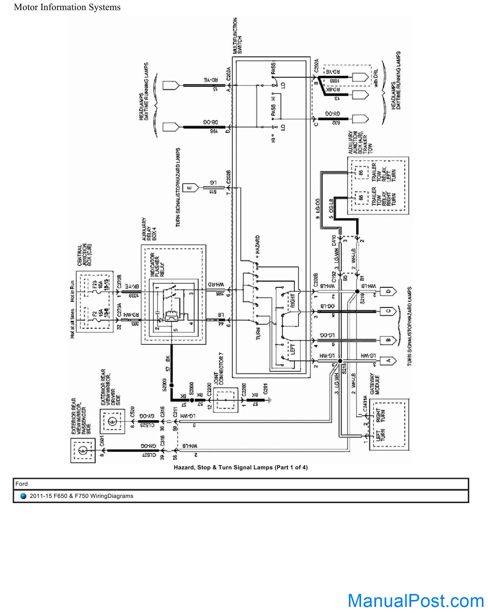Ford Truck F650 F750 Wiring Diagrams 2011 2015 Manualpost Instant Download Auto Manuals
