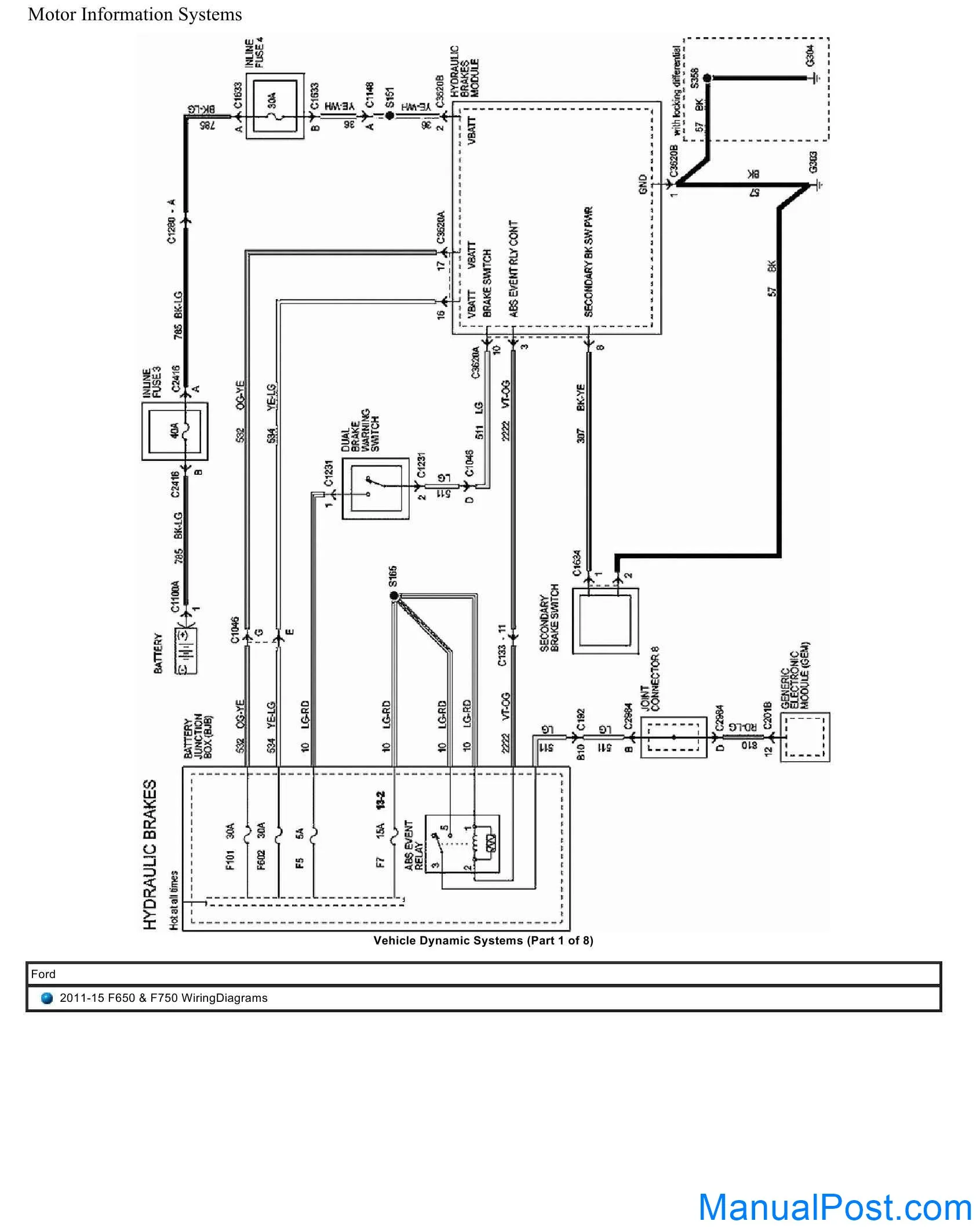 Ford Truck F650 F750 Wiring Diagrams 2011 2015 Manualpost Instant Download Auto Manuals
