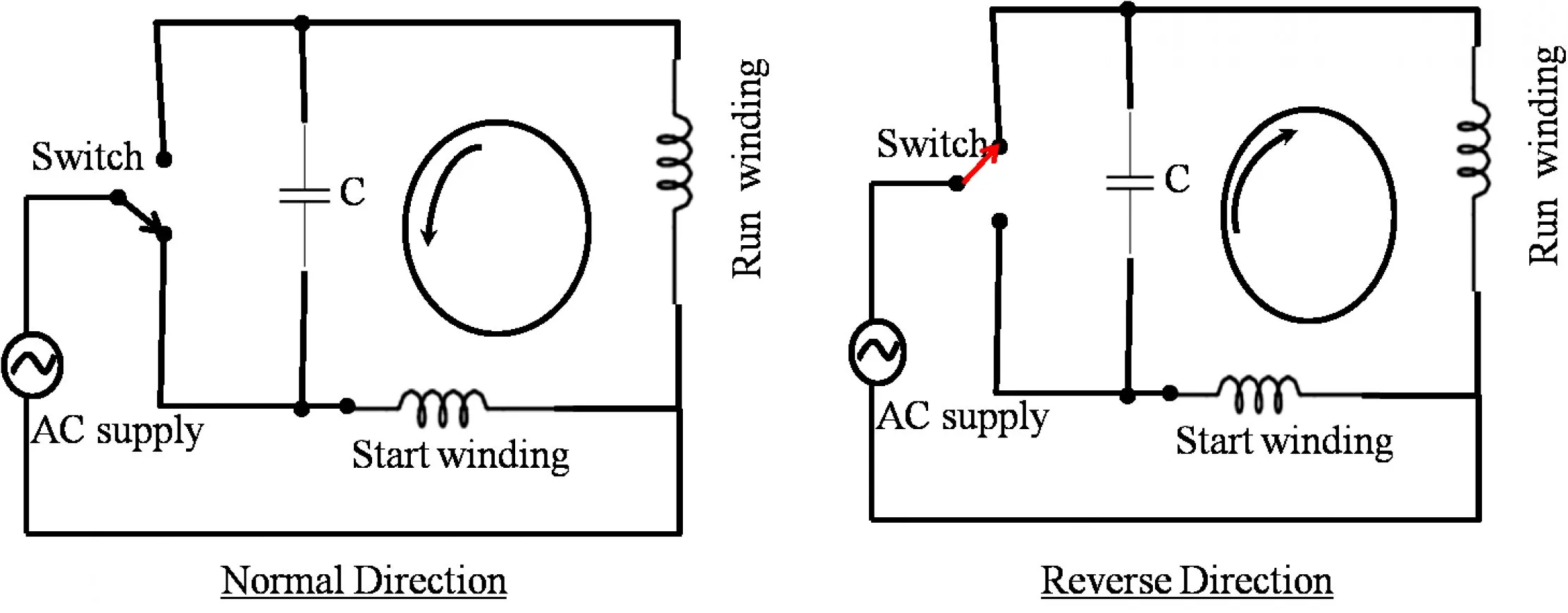 Forward Reverse Single Phase Motor Diagram 240Volt With Cont