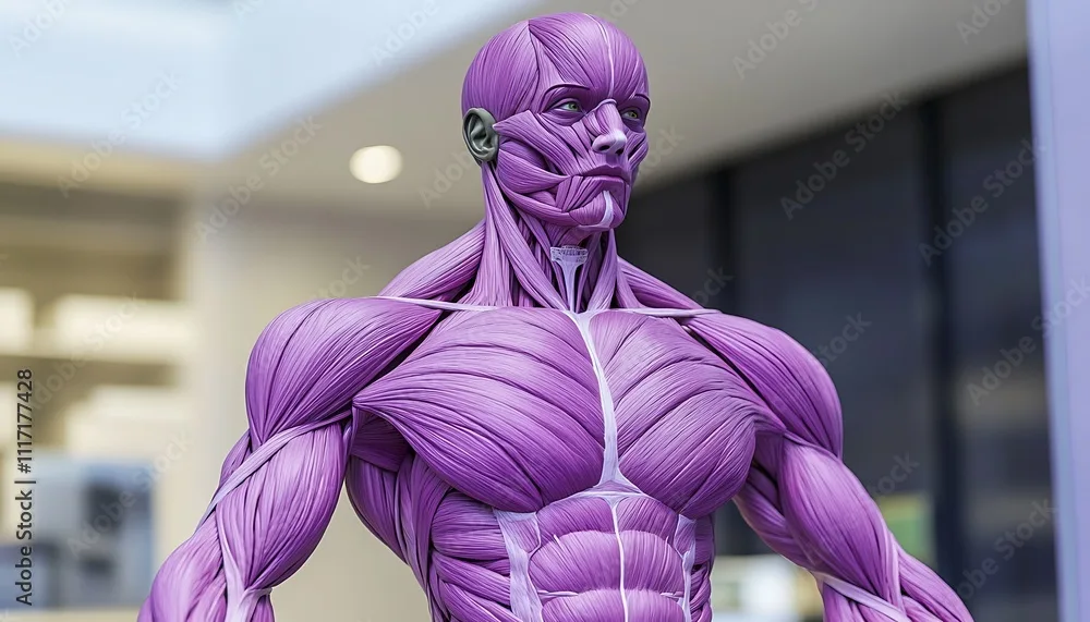 Foto De Purple Themed Diagram Of The Human Muscular System In High Resolution A High Quality And