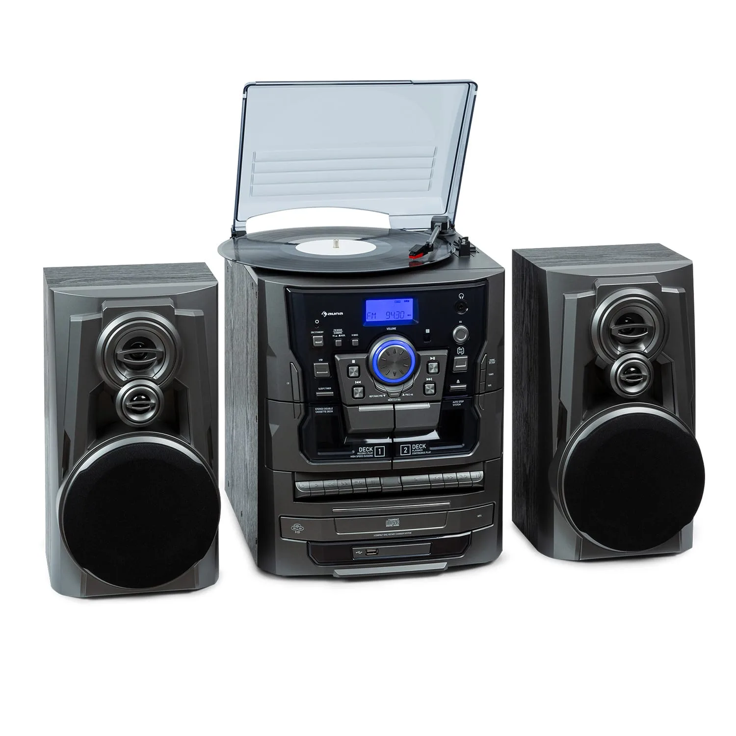 Franklin Stereo System Hifi System Compact System Music System Turntable 3 Disc Cd Player
